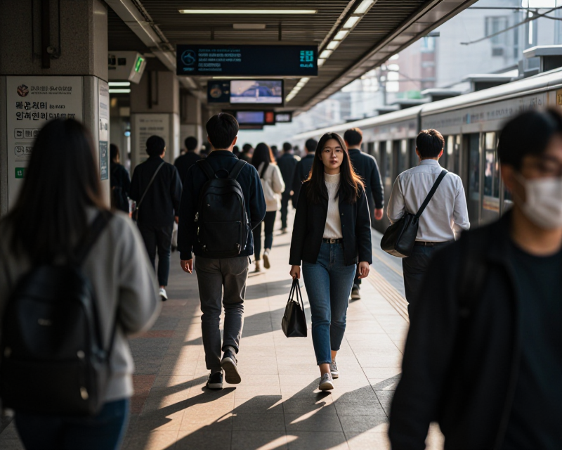 Seoul Subway Rush Hour Atmosphere