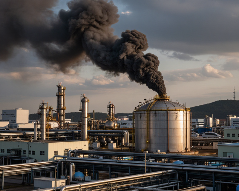 Industrial Fire Atmosphere in Ulsan